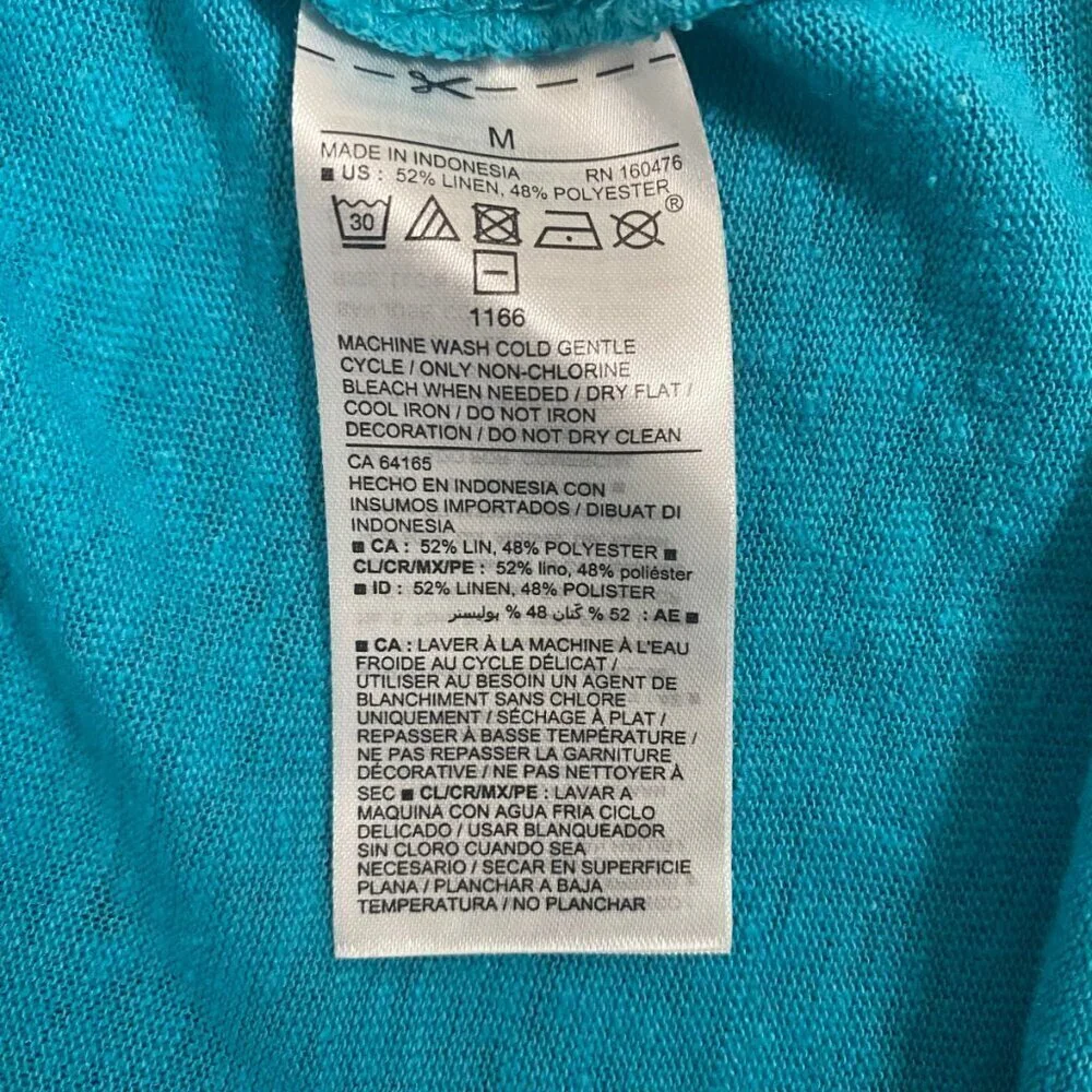 Old Navy Palm Tree Graphic Tank Top – Blue Linen Blend Women’s Size M - Picture 6 of 6